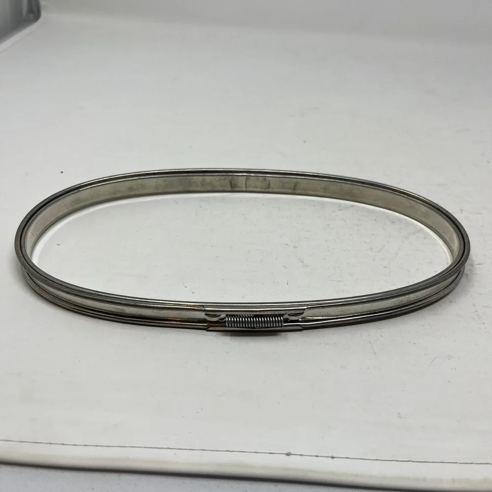 Vintage Metal Embroidery Hoops Set Round and Oval Silver Tone Tension Spring